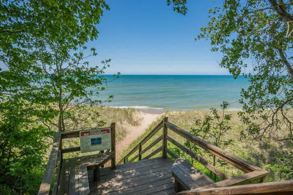This vacation rental is walking distance to the Union Pier Beach